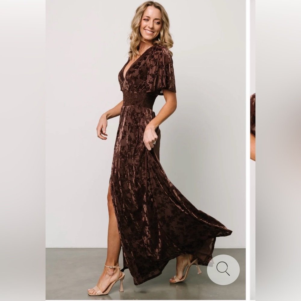 Baltic Born Veronica Velvet Maxi Dress in espresso - Picture 2 of 4